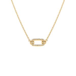 COLLIER PLAQUÉ OR RECTANGLE ORNÉ OXYDES BLANCS 38+4CM