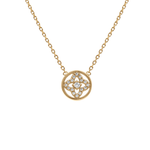 COLLIER PLAQUÉ OR CERCLE AVEC FLEUR OXYDES BLANCS 38+4CM