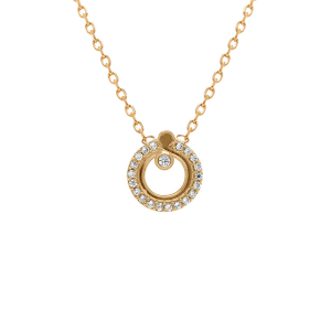 COLLIER PLAQUÉ OR CERCLES OXYDES BLANCS  38+4CM