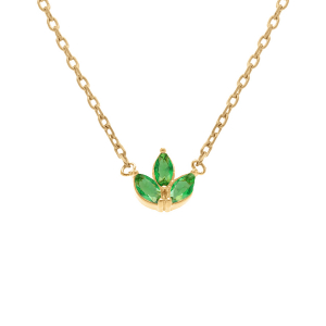 COLLIER PLAQUÉ OR 3 OXYDES VERT  38+4CM