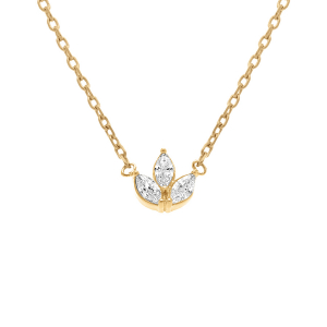 COLLIER PLAQUÉ OR 3 OXYDES BLANC  38+4CM