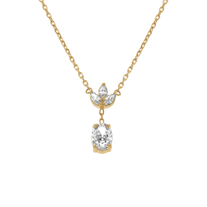 COLLIER PLAQUÉ OR PETALES OXYDES BLANC  38+4CM