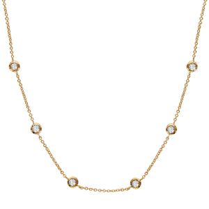COLLIER PLAQUÉ OR 6 PIERRES SERTIES CLOS BLANCHES SYNTHETIQUE 38+2+2CM