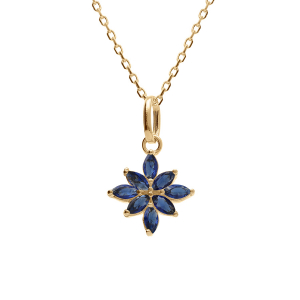 COLLIER PLAQUÉ OR FLEUR OXYDES BLEU  38+4CM
