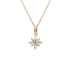 COLLIER PLAQUÉ OR FLEUR OXYDES BLANCS 38+4CM