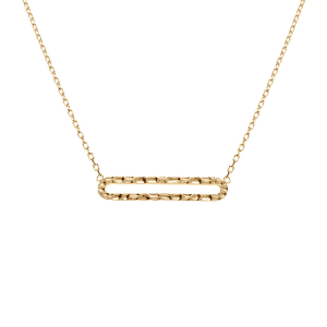 COLLIER PLAQUÉ OR RECTANGLE 25MM AJOURÉ MARTELÉ 38+4CM