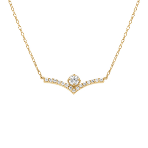 COLLIER PLAQUÉ OR FLEUR OXYDES BLANCS  38+4CM