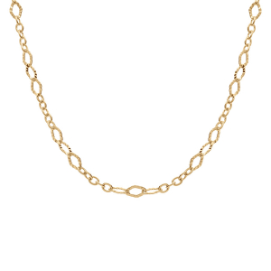 COLLIER PLAQUÉ OR MAILLES OVALES DIAMANTÉS  40+7CM