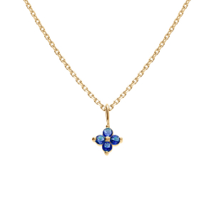 COLLIER PLAQUÉ OR PENDENTIF FLEUR OXYDES BLEU 38+4CM