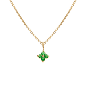 COLLIER PLAQUÉ OR PENDENTIF FLEUR OXYDES VERT 38+4CM