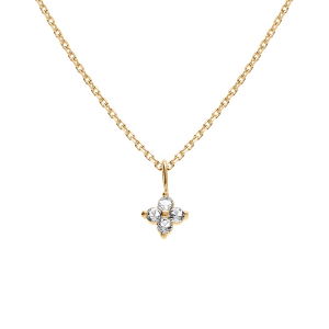COLLIER PLAQUÉ OR PENDENTIF FLEUR OXYDES BLANC 38+4CM