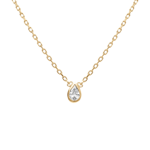 COLLIER PLAQUÉ OR GOUTTE OXYDE BLANC SERTI CLOS 38+4CM