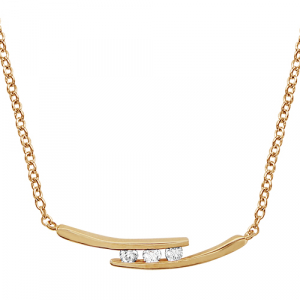 COLLIER PLAQUÉ OR 2 BRANCHES 3 PIERRES BLANCHES SYNTHETIQUE 45+3CM