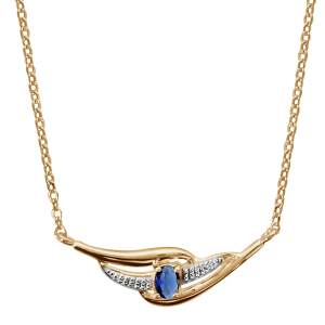 COLLIER PLAQUÉ OR PIERRE BLEUE SYNTHETIQUE 43+2CM