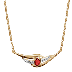 COLLIER PLAQUÉ OR PIERRE ROUGE SYNTHETIQUE 43+2CM