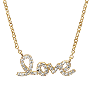 COLLIER PLAQUÉ OR LOVE OXYDES BLANCS SERTIS 40+4CM