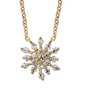 COLLIER PLAQUÉ OR FORME FLOCON DE NEIGE OXYDES BLANCS SERTIS 40+4CM