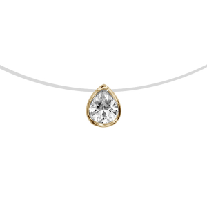 COLLIER PLAQUÉ OR FIL NYLON FORME GOUTTE OXYDE BLANC 40CM