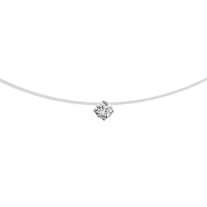 COLLIER PLAQUÉ OR FIL NYLON SOLITAIRE OXYDE BLANC 3MM 42CM