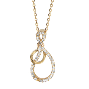 COLLIER PLAQUÉ OR MOTIF OXYDES BLANCS SERTIS 42+3CM