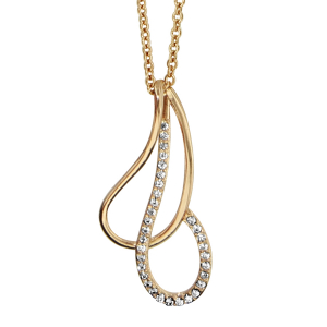 COLLIER PLAQUÉ OR PENDENTIF GOUTTE EVIDEE CROISEE OXYDES BLANCS SERTIS 40+4CM