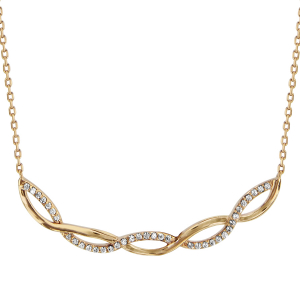 COLLIER PLAQUÉ OR FORME TRESSE OXYDES BLANCS SERTIS 40+4CM