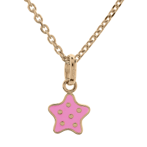 COLLIER PLAQUÉ OR PENDENTIF ETOILE A POIDS RÉSINE ROSE  36+2CM