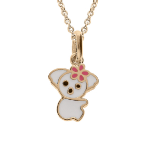 COLLIER PLAQUÉ OR PENDENTIF KOALA RÉSINE BLANCHE 36+2CM