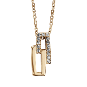 COLLIER PLAQUÉ OR 2 RECTANGLES OXYDES BLANCS 40+4CM