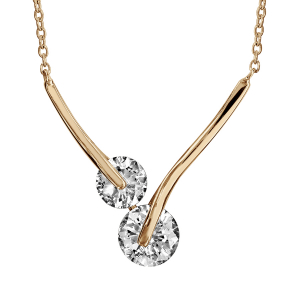 COLLIER PLAQUÉ OR PENDANTE OXYDE BLANC 40+4CM