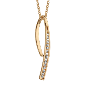 COLLIER PLAQUÉ OR PENDENTIF OXYDES BLANCS SERTIS 40+4CM
