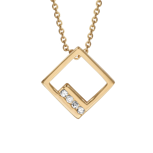 COLLIER PLAQUÉ OR FORME CARRÉ AJOURE OXYDES BLANCS SERTIS 40+4CM
