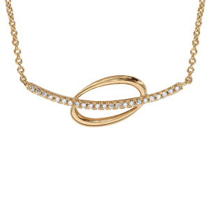 COLLIER PLAQUÉ OR FORME OVALE CROISEE OXYDES BLANCS SERTIS 40+4CM