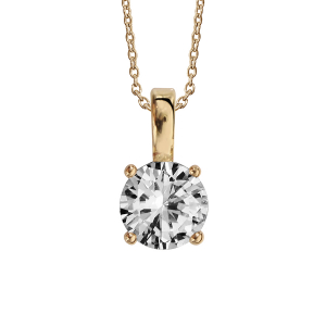 COLLIER PLAQUÉ OR PENDENTIF SOLITAIRE OXYDE BLANC 6MM