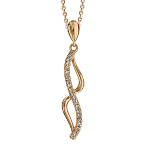 COLLIER PLAQUÉ OR VOLUTE OXYDES BLANCS SERTIS 40+4CM