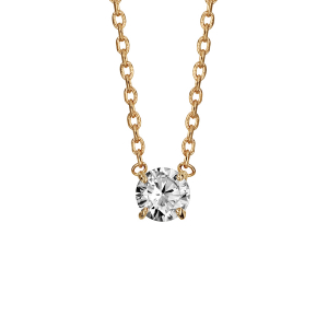 COLLIER PLAQUÉ OR OXYDE BLANC 4MM SERTI 4 GRIFFES 38+4CM