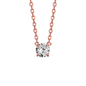 COLLIER PLAQUÉ OR ROSE OXYDE BLANC 4MM SERTI 4 GRIFFES 38+4CM