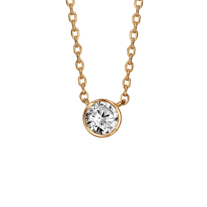 COLLIER SOLITAIRE PLAQUÉ OR JAUNE OXYDE 5MM SERTI CLOS 38+4CM