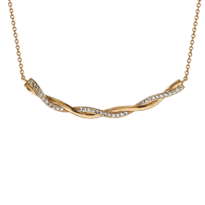 COLLIER PLAQUÉ OR TRESSE OXYDES BLANCS SERTIS 40+4CM