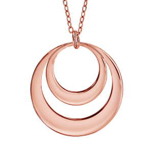 COLLIER FEMME PLAQUÉ OR ROSE PENDENTIF 2 CERCLES A GRAVER 40+5CM
