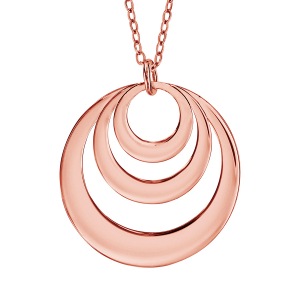 COLLIER PLAQUÉ OR ROSE PENDENTIF 3 CERCLES A GRAVER 40+5CM