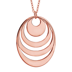 COLLIER PLAQUÉ OR ROSE PENDENTIF 4 CERCLES A GRAVER 40+5CM