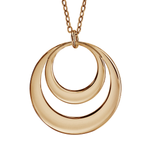 COLLIER FEMME PLAQUÉ OR JAUNE PENDENTIF 2 CERCLES A GRAVER 40+5CM