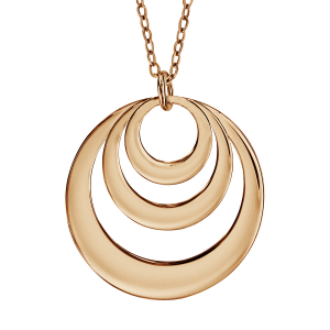 COLLIER FEMME PLAQUÉ OR JAUNE PENDENTIF 3 CERCLES A GRAVER 40+5CM