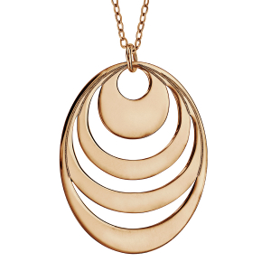 COLLIER FEMME PLAQUÉ OR JAUNE PENDENTIF 4 CERCLES A GRAVER 40+5CM