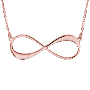 COLLIER PLAQUÉ OR ROSE FORME INFINI A GRAVER 1 OU 2 PRENOMS 40+5CM