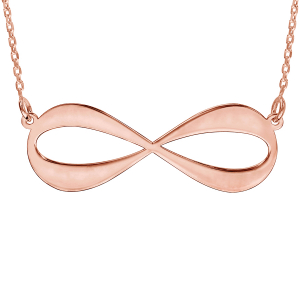 COLLIER PLAQUÉ OR ROSE FORME INFINI A GRAVER 3 OU 4 PRENOMS 40+5CM