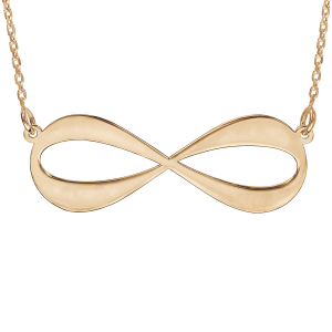 COLLIER PLAQUÉ OR JAUNE FORME INFINI A GRAVER 3 OU 4 PRENOMS 40+5CM