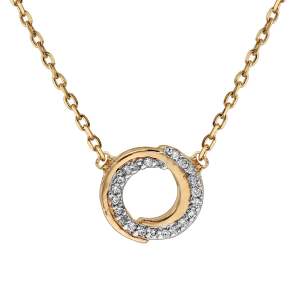 COLLIER PLAQUÉ OR BICOLORE CERCLE  OXYDES BLANCS SERTIS 38+4CM