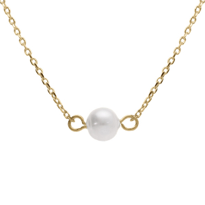 COLLIER PLAQUÉ OR PERLE DE CULTURE D'EAU DOUCE 40+4CM